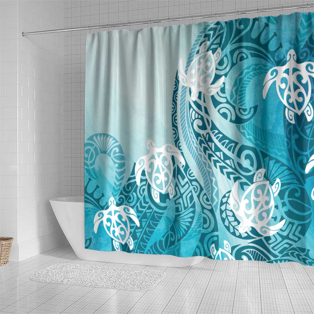 Polynesia Turtle Shower Curtain Watercolor Abstract Style LT7 - Polynesian Pride