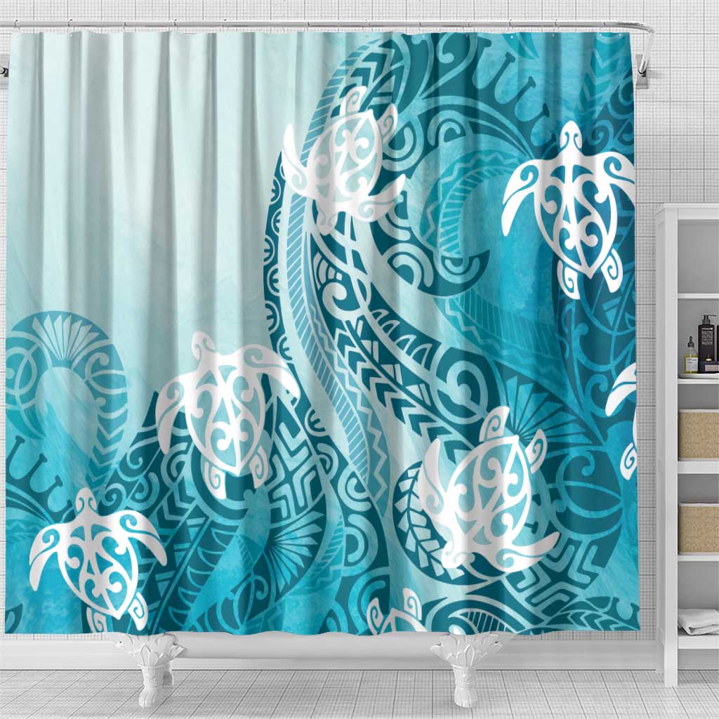 Polynesia Turtle Shower Curtain Watercolor Abstract Style LT7 - Polynesian Pride