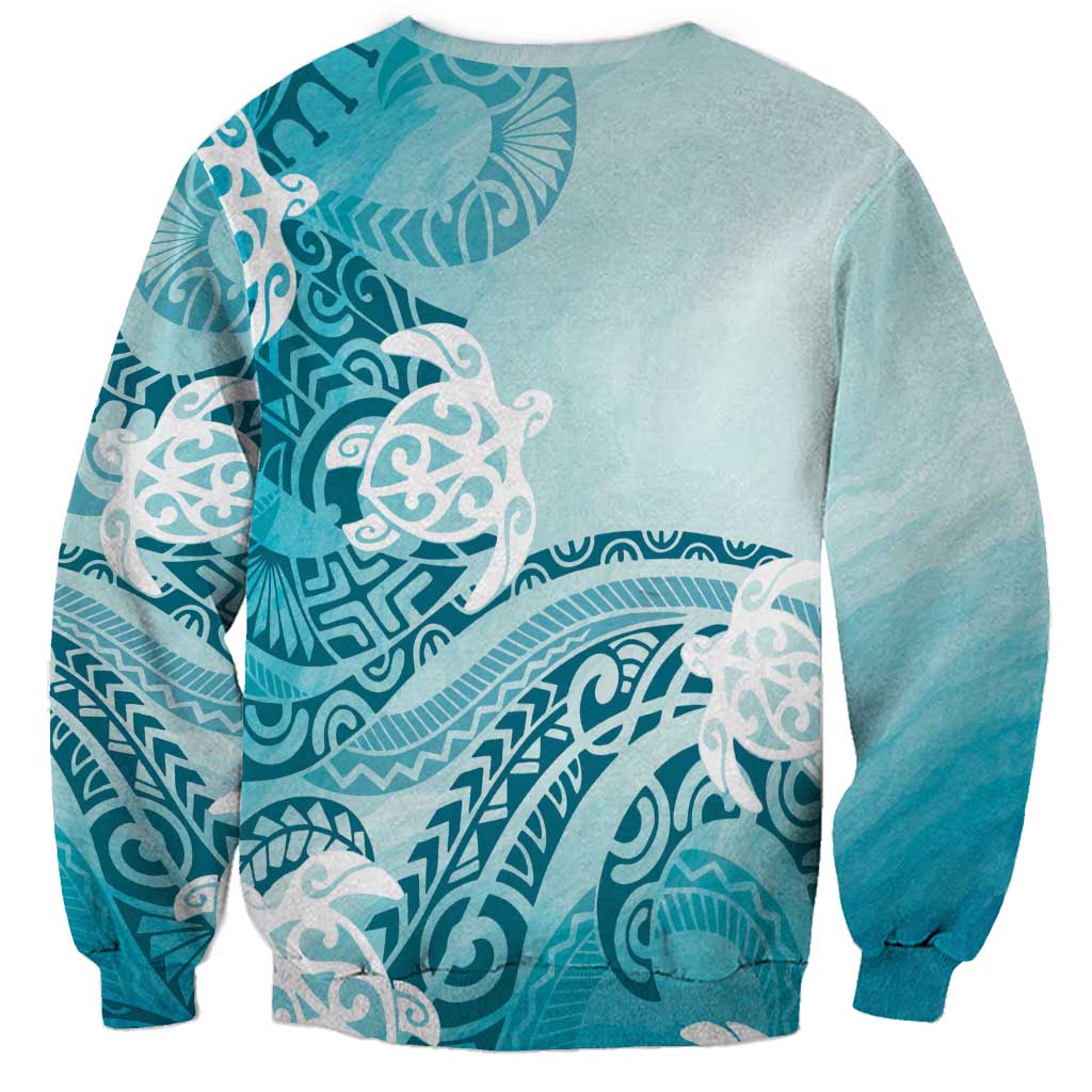 Polynesia Turtle Sweatshirt Watercolor Abstract Style LT7 - Polynesian Pride