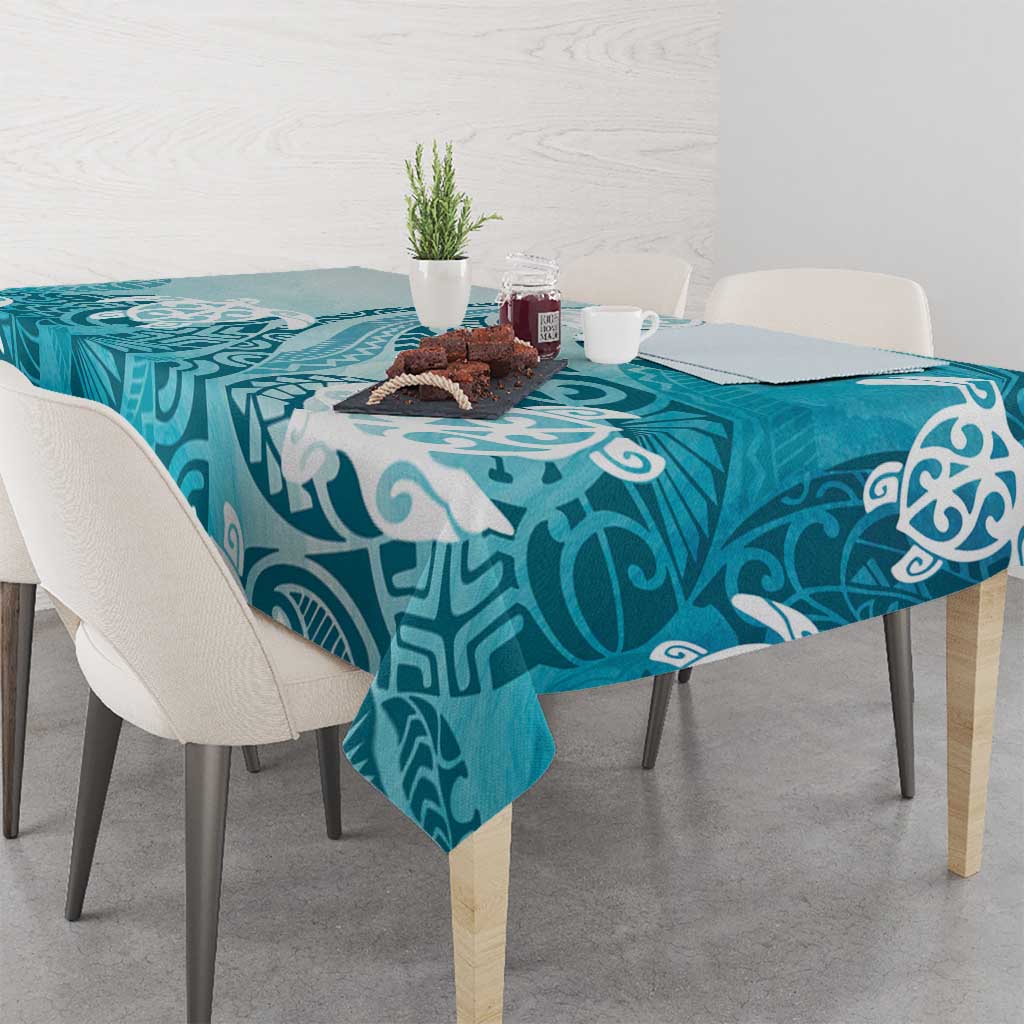 Polynesia Turtle Tablecloth Watercolor Abstract Style