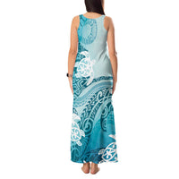 Polynesia Turtle Tank Maxi Dress Watercolor Abstract Style