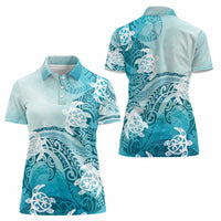 Polynesia Turtle Women Polo Shirt Watercolor Abstract Style