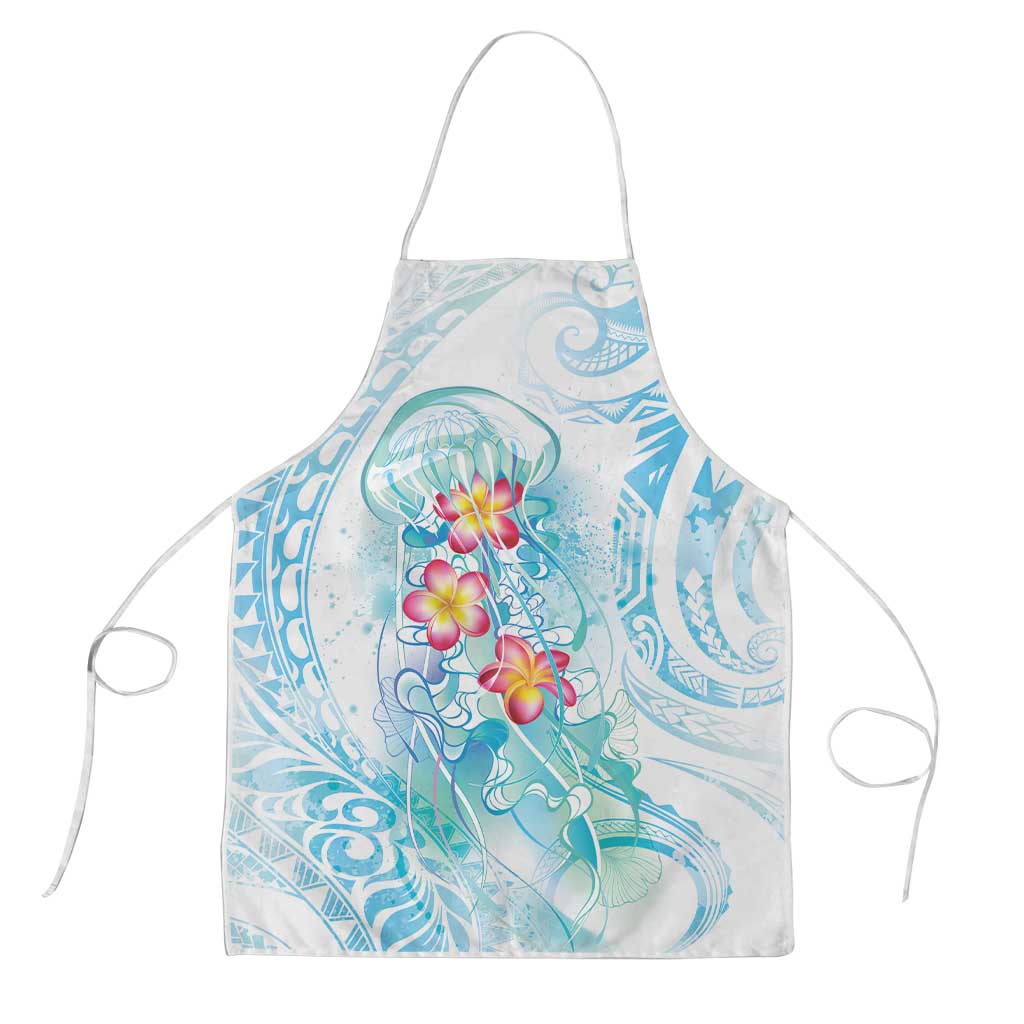 Sea Blue Polynesian Jellyfish Apron Watercolor Glows - Polynesian Pride