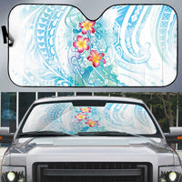 Sea Blue Polynesian Jellyfish Auto Sun Shade Watercolor Glows - Polynesian Pride