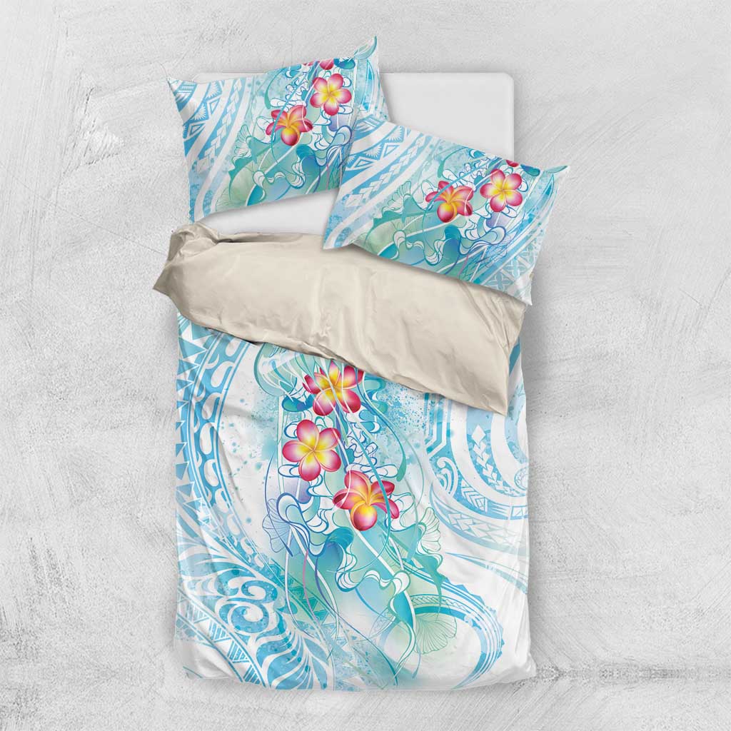 Sea Blue Polynesian Jellyfish Bedding Set Watercolor Glows - Polynesian Pride