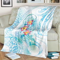 Sea Blue Polynesian Jellyfish Blanket Watercolor Glows - Polynesian Pride