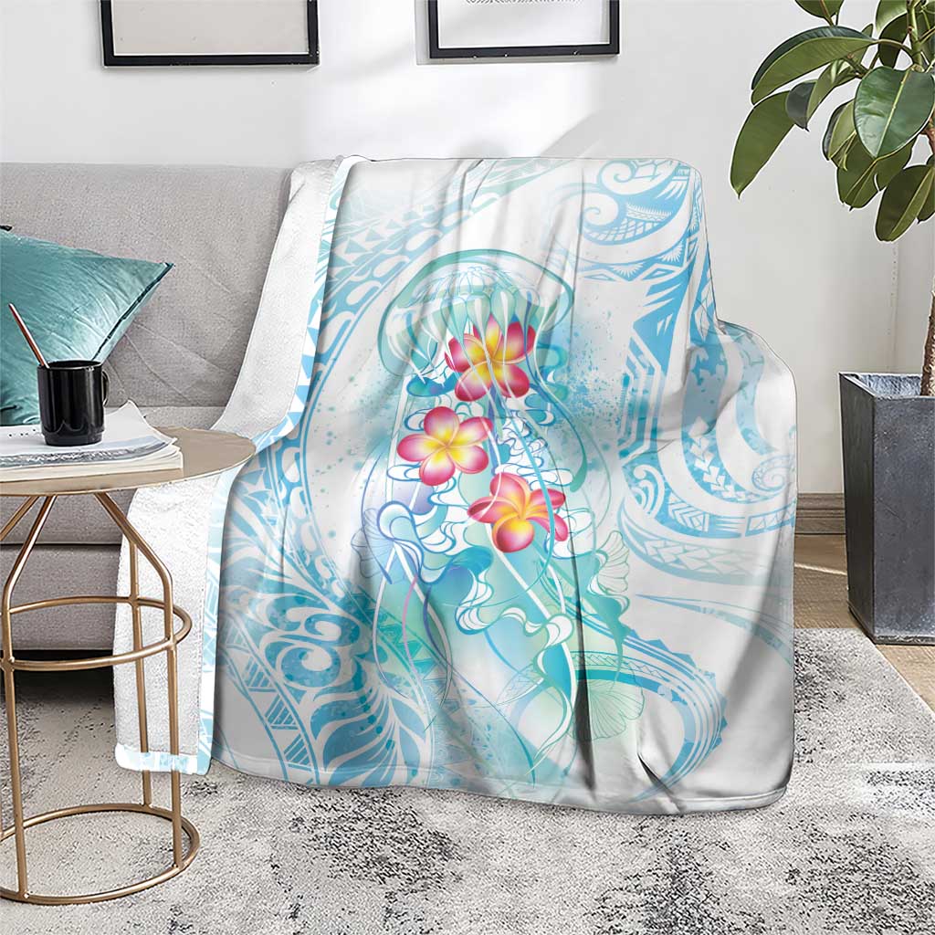 Sea Blue Polynesian Jellyfish Blanket Watercolor Glows - Polynesian Pride