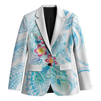 Sea Blue Polynesian Jellyfish Blazer Watercolor Glows LT7 Unisex Light Blue - Polynesian Pride