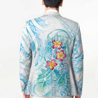 Sea Blue Polynesian Jellyfish Blazer Watercolor Glows LT7 - Polynesian Pride