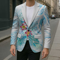 Sea Blue Polynesian Jellyfish Blazer Watercolor Glows LT7 - Polynesian Pride