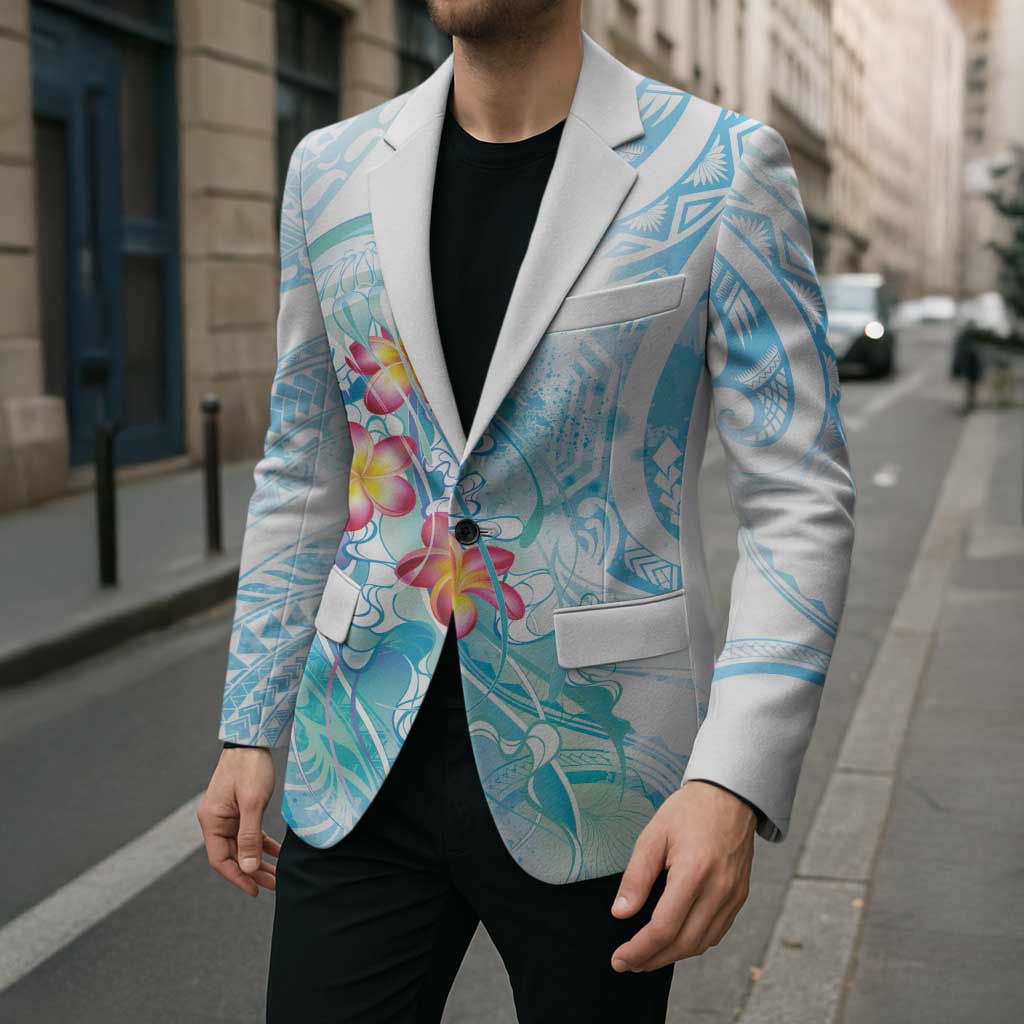 Sea Blue Polynesian Jellyfish Blazer Watercolor Glows LT7 - Polynesian Pride