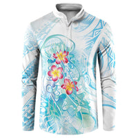Sea Blue Polynesian Jellyfish Button Sweatshirt Watercolor Glows LT7 Light Blue - Polynesian Pride