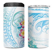 Sea Blue Polynesian Jellyfish 4 in 1 Can Cooler Tumbler Watercolor Glows - Polynesian Pride