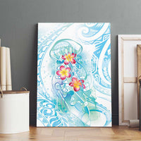 Sea Blue Polynesian Jellyfish Canvas Wall Art Watercolor Glows - Polynesian Pride