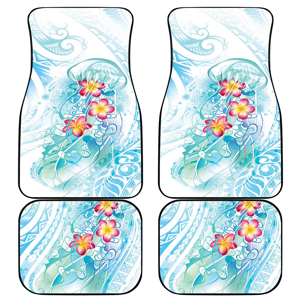 Sea Blue Polynesian Jellyfish Car Mats Watercolor Glows LT7 - Polynesian Pride