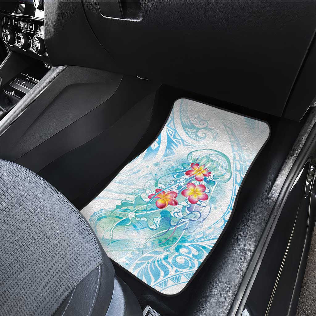 Sea Blue Polynesian Jellyfish Car Mats Watercolor Glows LT7 - Polynesian Pride