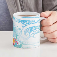 Sea Blue Polynesian Jellyfish Ceramic Mug Watercolor Glows - Polynesian Pride