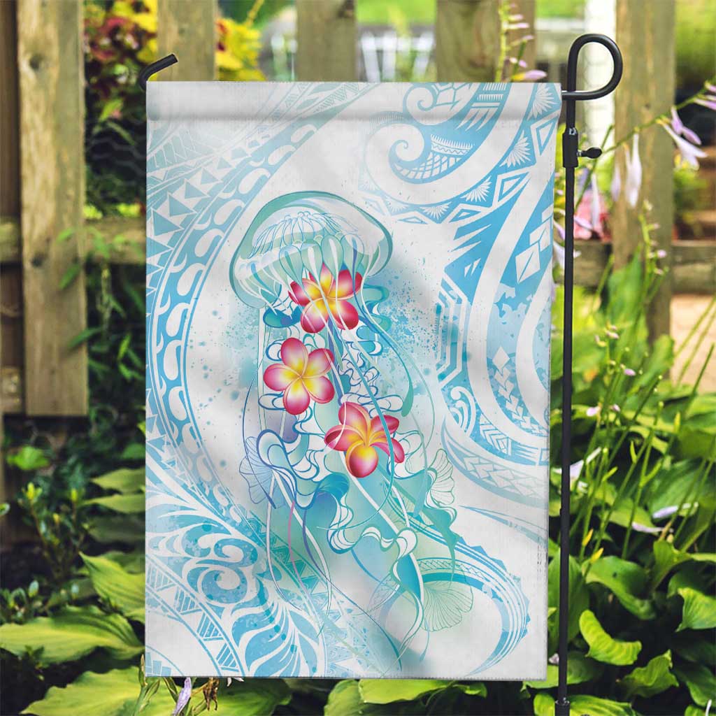 Sea Blue Polynesian Jellyfish Garden Flag Watercolor Glows - Polynesian Pride