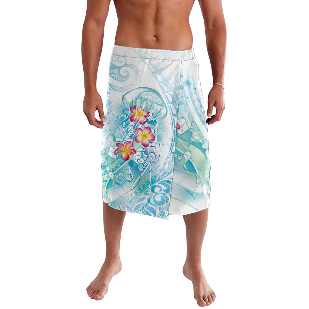 Sea Blue Polynesian Jellyfish Lavalava Watercolor Glows - Polynesian Pride