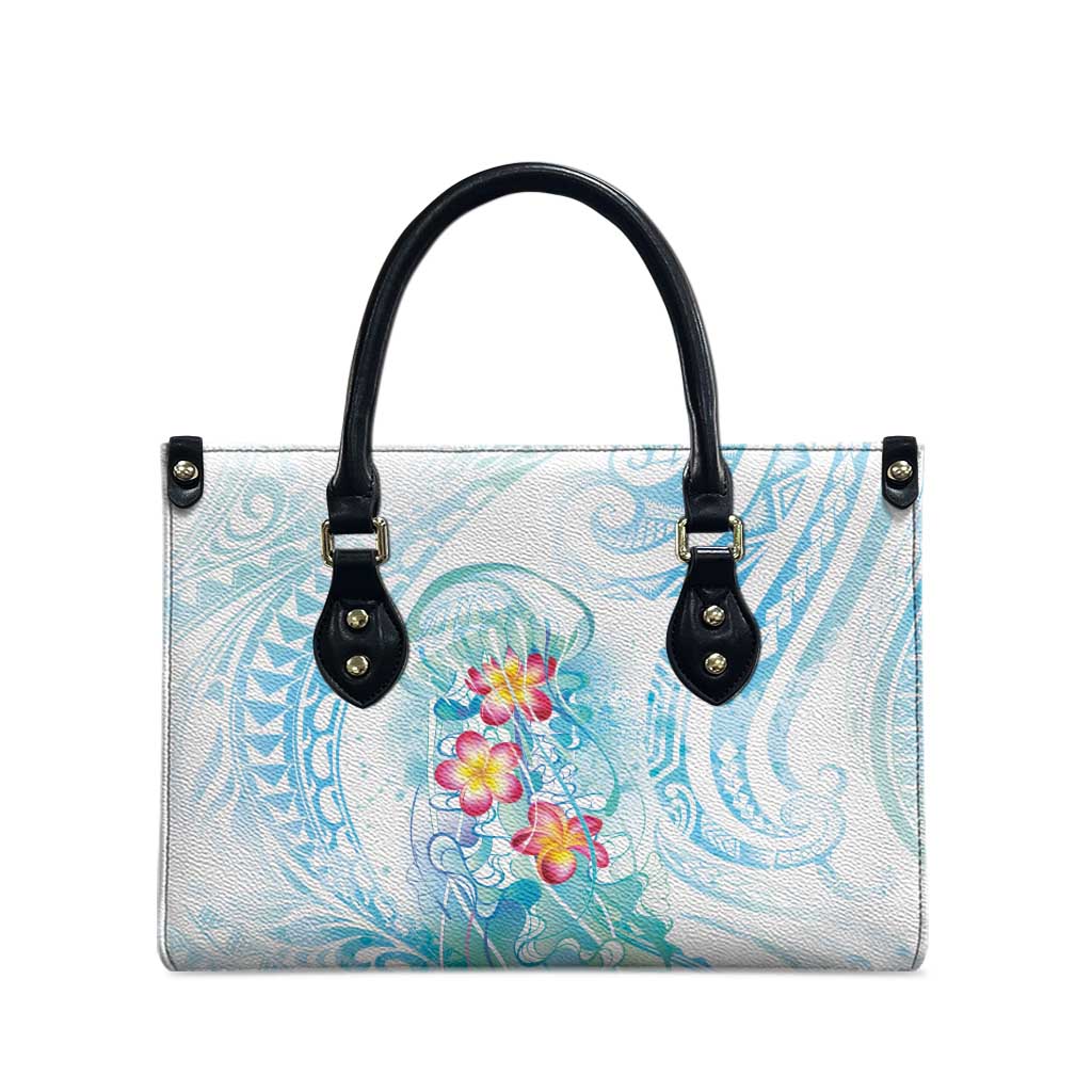 Sea Blue Polynesian Jellyfish Leather Bag Watercolor Glows - Polynesian Pride