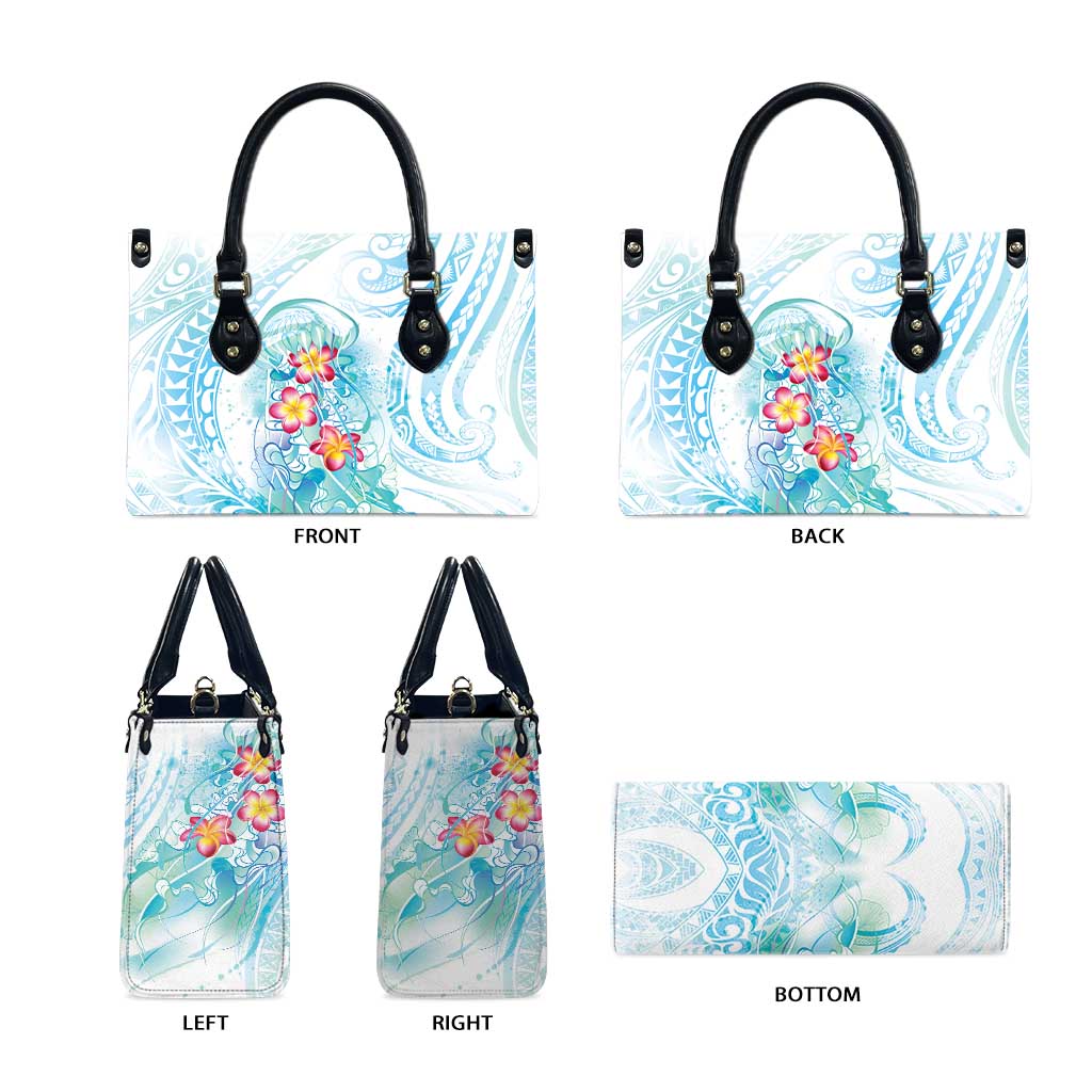 Sea Blue Polynesian Jellyfish Leather Bag Watercolor Glows - Polynesian Pride