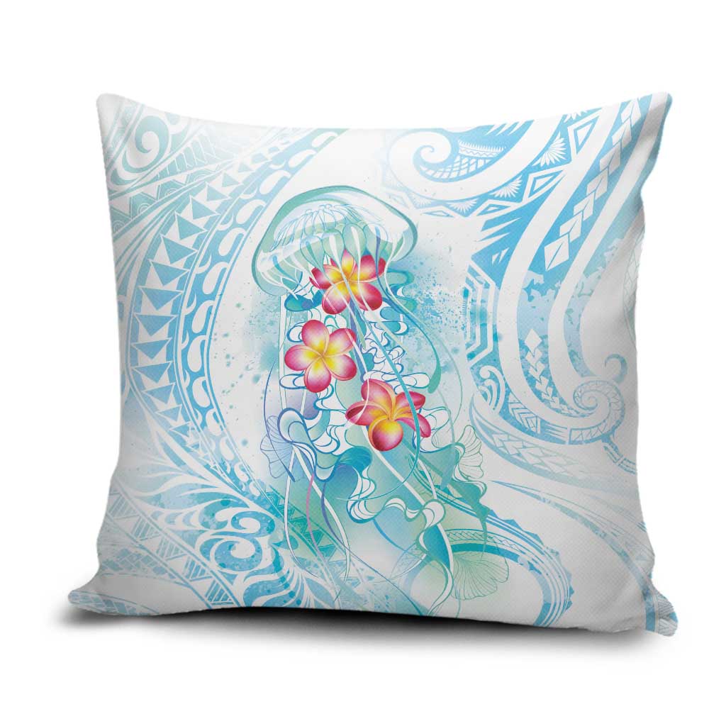 Sea Blue Polynesian Jellyfish Pillow Cover Watercolor Glows LT7 Light Blue - Polynesian Pride