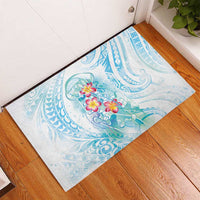 Sea Blue Polynesian Jellyfish Rubber Doormat Watercolor Glows LT7 - Polynesian Pride