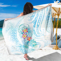 Sea Blue Polynesian Jellyfish Sarong Watercolor Glows LT7 One Size 44 x 66 inches Light Blue - Polynesian Pride