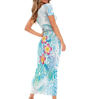 Sea Blue Polynesian Jellyfish Short Sleeve Bodycon Dress Watercolor Glows - Polynesian Pride