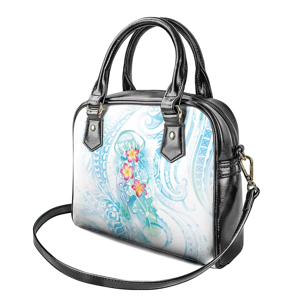 Sea Blue Polynesian Jellyfish Shoulder Handbag Watercolor Glows - Polynesian Pride