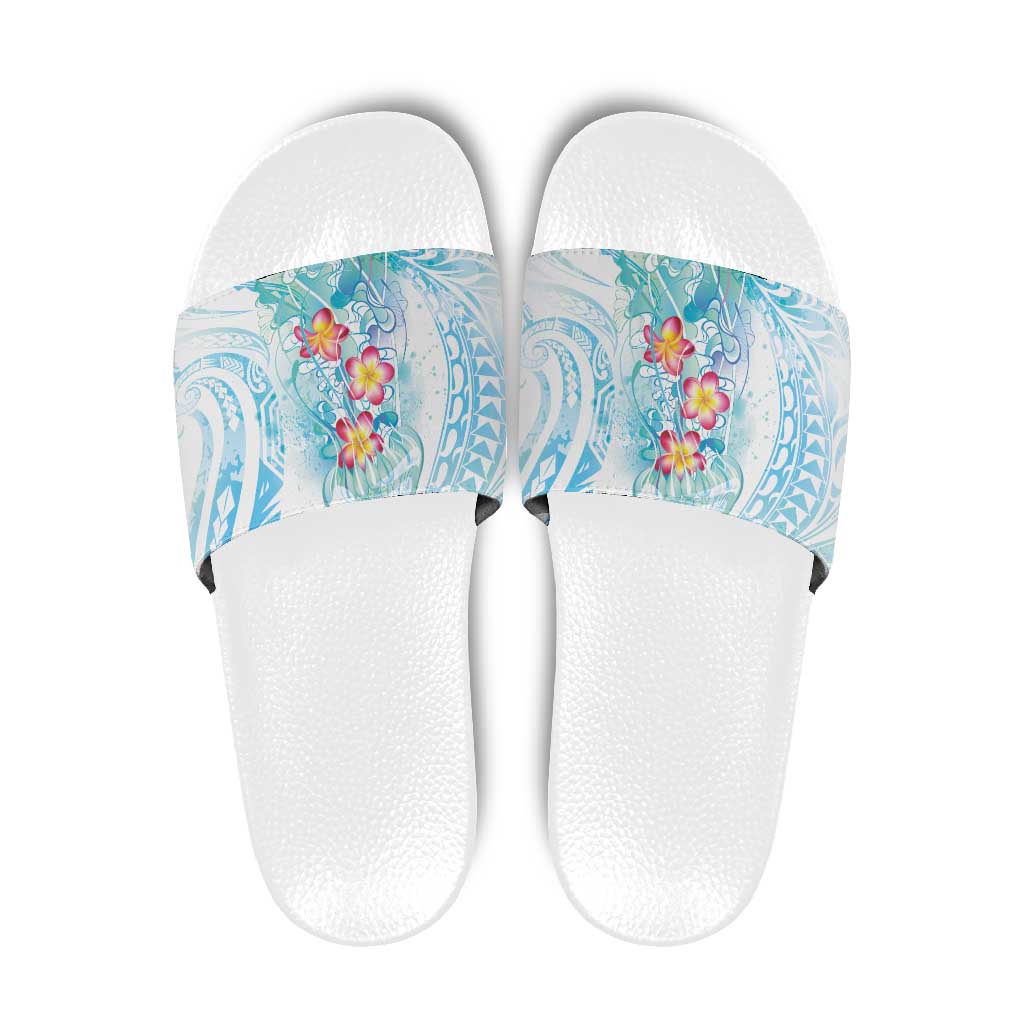 Sea Blue Polynesian Jellyfish Slide Sandals Watercolor Glows LT7 Light Blue - Polynesian Pride