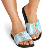 Sea Blue Polynesian Jellyfish Slide Sandals Watercolor Glows LT7 - Polynesian Pride