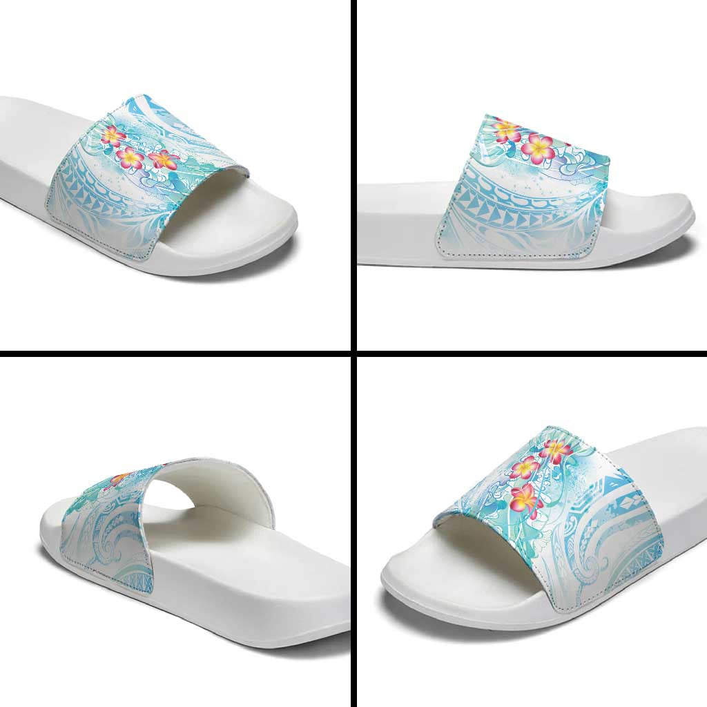 Sea Blue Polynesian Jellyfish Slide Sandals Watercolor Glows LT7 - Polynesian Pride