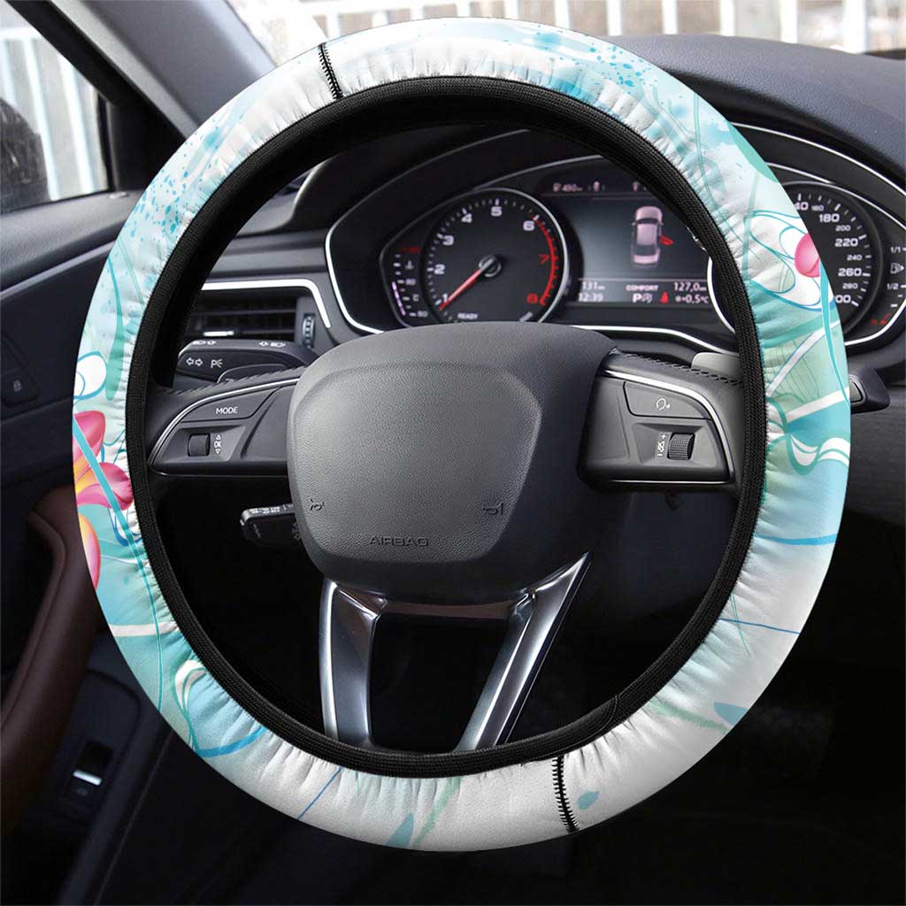 Sea Blue Polynesian Jellyfish Steering Wheel Cover Watercolor Glows - Polynesian Pride