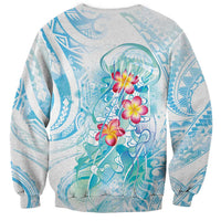 Sea Blue Polynesian Jellyfish Sweatshirt Watercolor Glows LT7 - Polynesian Pride