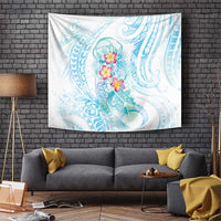 Sea Blue Polynesian Jellyfish Tapestry Watercolor Glows LT7 Light Blue - Polynesian Pride