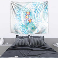 Sea Blue Polynesian Jellyfish Tapestry Watercolor Glows LT7 - Polynesian Pride