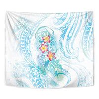 Sea Blue Polynesian Jellyfish Tapestry Watercolor Glows LT7 - Polynesian Pride