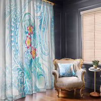 Sea Blue Polynesian Jellyfish Window Curtain Watercolor Glows LT7 - Polynesian Pride