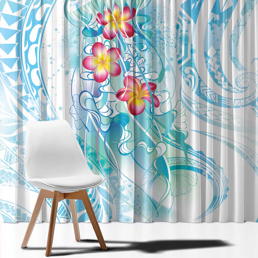 Sea Blue Polynesian Jellyfish Window Curtain Watercolor Glows LT7 - Polynesian Pride