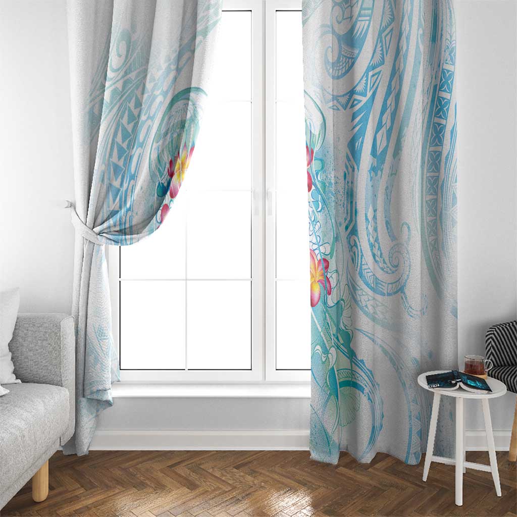 Sea Blue Polynesian Jellyfish Window Curtain Watercolor Glows LT7 - Polynesian Pride
