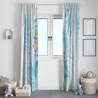 Sea Blue Polynesian Jellyfish Window Curtain Watercolor Glows LT7 - Polynesian Pride
