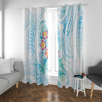 Sea Blue Polynesian Jellyfish Window Curtain Watercolor Glows LT7 With Grommets Light Blue - Polynesian Pride