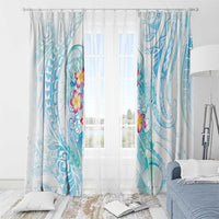 Sea Blue Polynesian Jellyfish Window Curtain Watercolor Glows LT7 - Polynesian Pride