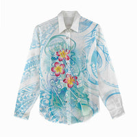 Sea Blue Polynesian Jellyfish Women Casual Shirt Watercolor Glows - Polynesian Pride