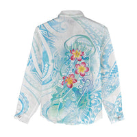 Sea Blue Polynesian Jellyfish Women Casual Shirt Watercolor Glows - Polynesian Pride