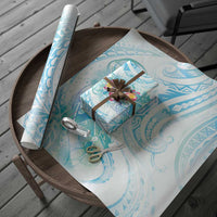 Sea Blue Polynesian Jellyfish Wrapping Paper Watercolor Glows