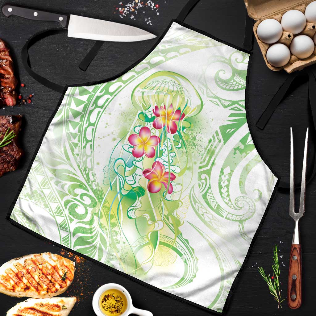 Summer Green Polynesian Jellyfish Apron Watercolor Glows - Polynesian Pride