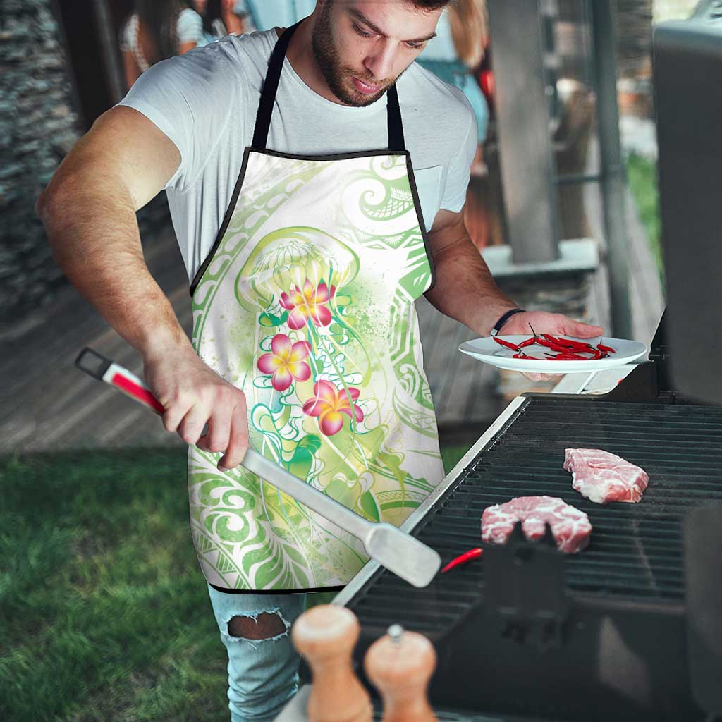 Summer Green Polynesian Jellyfish Apron Watercolor Glows - Polynesian Pride