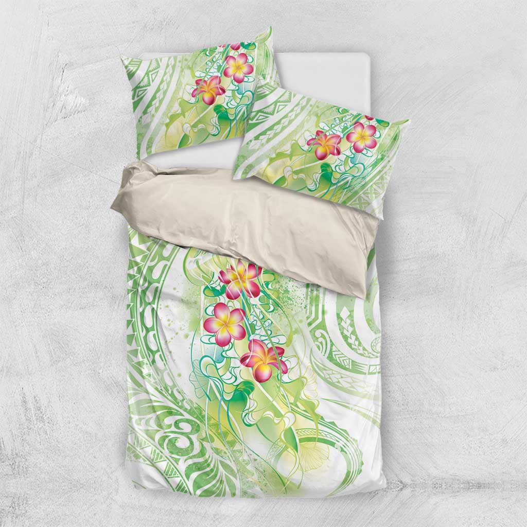 Summer Green Polynesian Jellyfish Bedding Set Watercolor Glows - Polynesian Pride